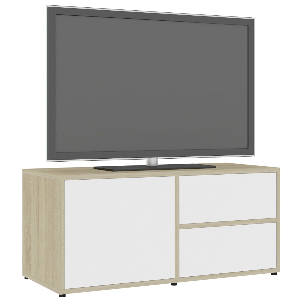 vidaXL Mueble para TV madera contrachapada blanco y roble 80x34x36 cm
