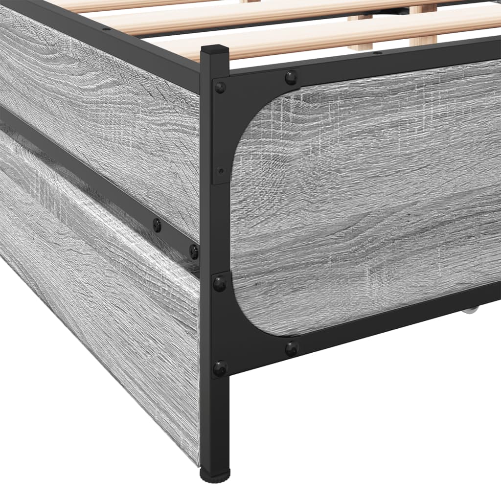 vidaXL Cama con cajones madera ingeniería gris Sonoma 120x200 cm