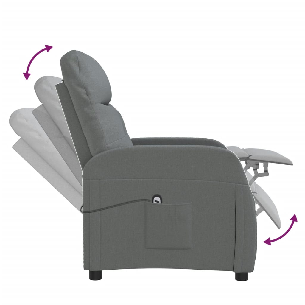 vidaXL Sillón reclinable eléctrico de tela gris oscuro