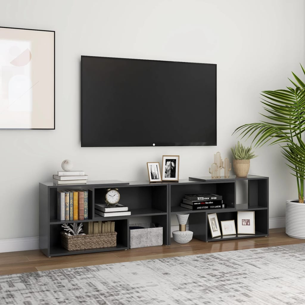 vidaXL Mueble de TV madera contrachapada gris 149x30x52 cm