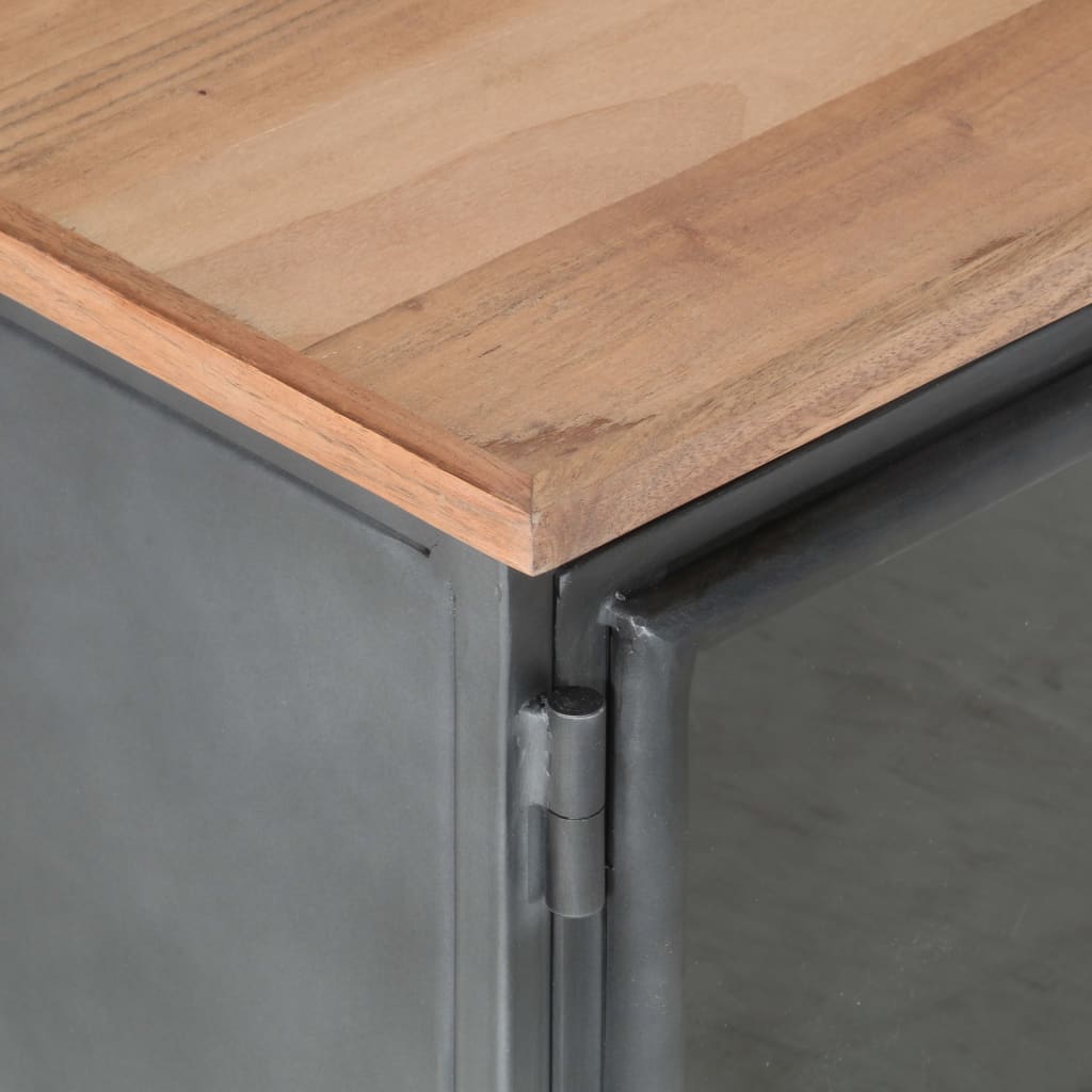 vidaXL Mueble para TV madera maciza de acacia y acero gris 120x30x40cm