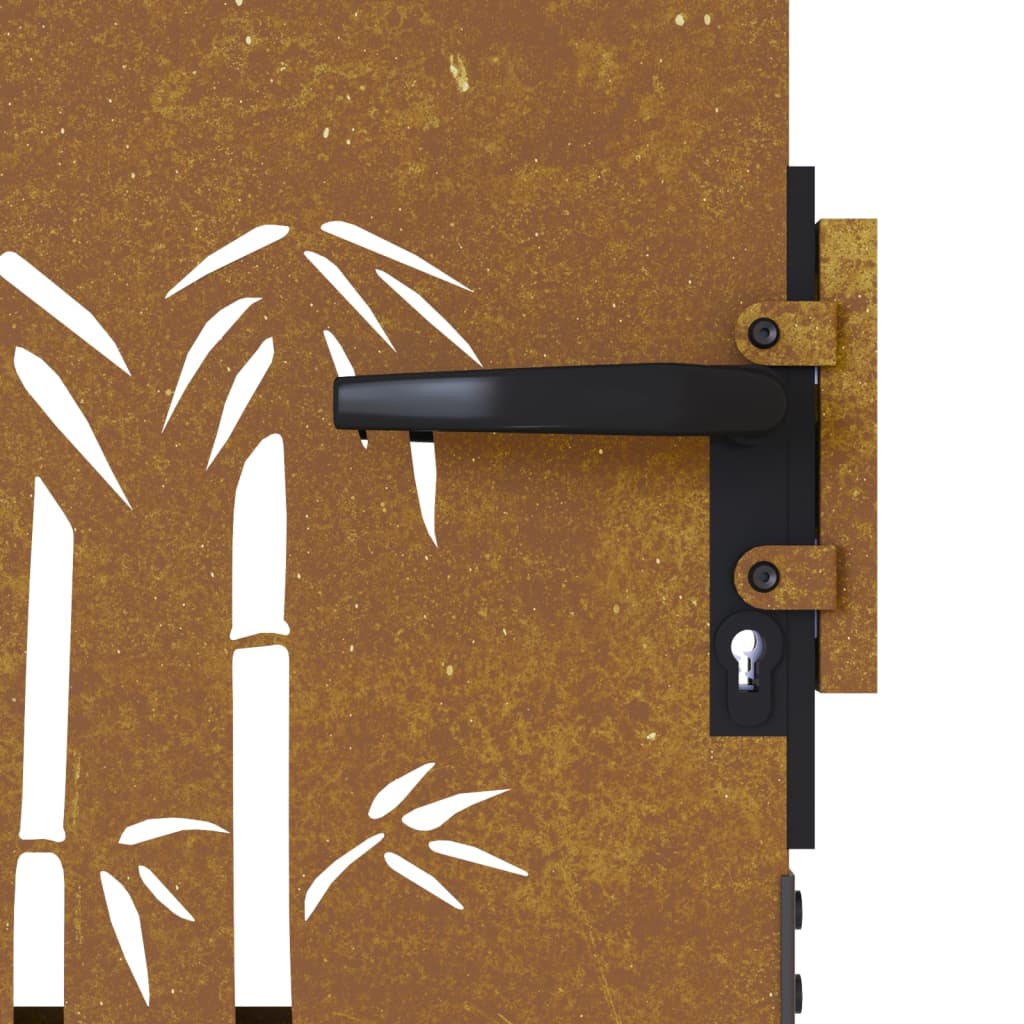 vidaXL Puerta de jardín acero corten diseño bambú 85x125 cm