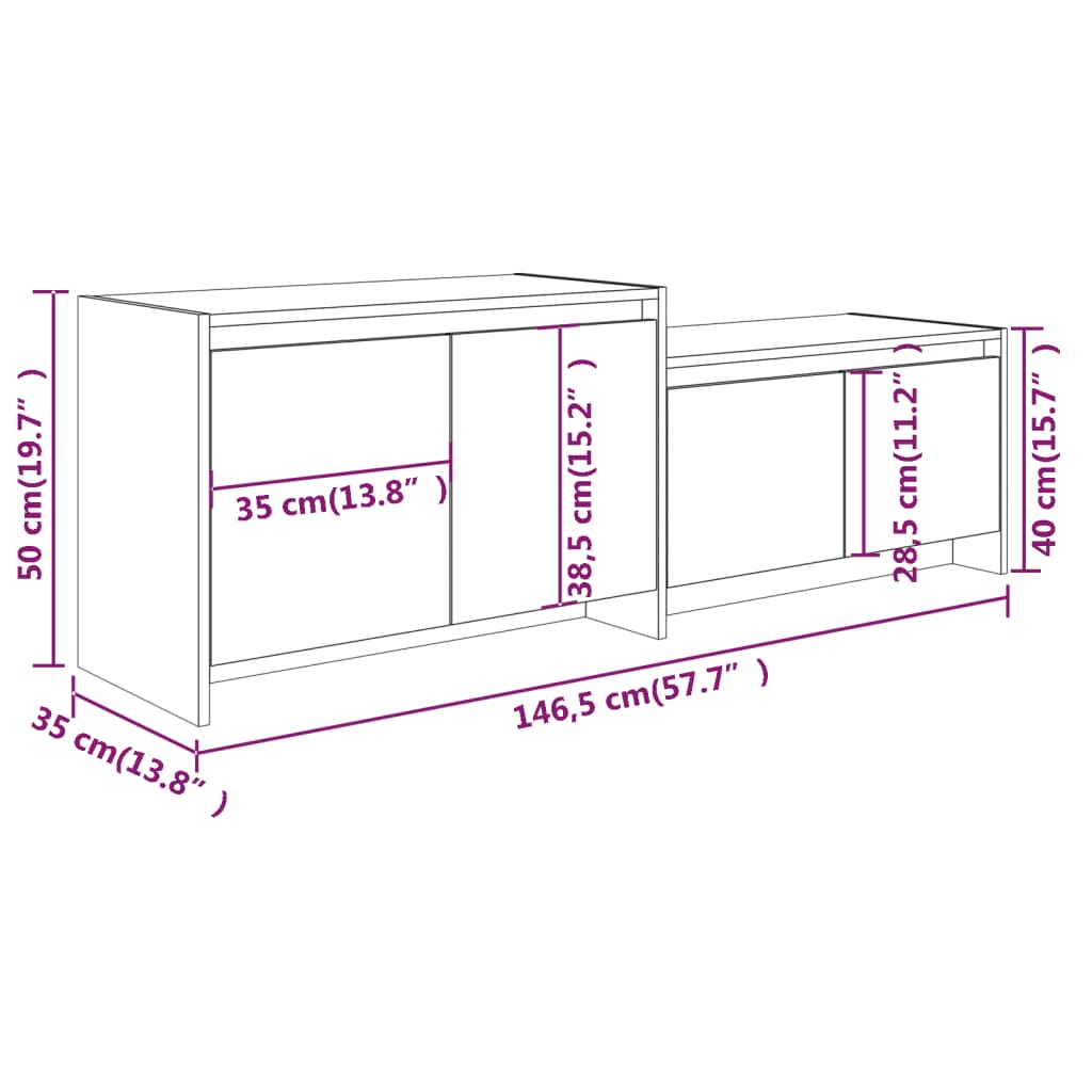 vidaXL Mueble de TV madera de ingeniería gris ahumado 146,5x35x50 cm