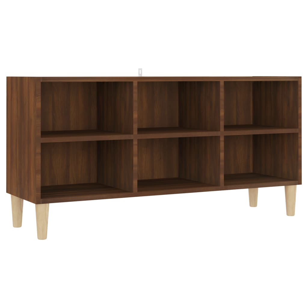 vidaXL Mueble de TV patas de madera maciza marrón roble 103,5x30x50 cm