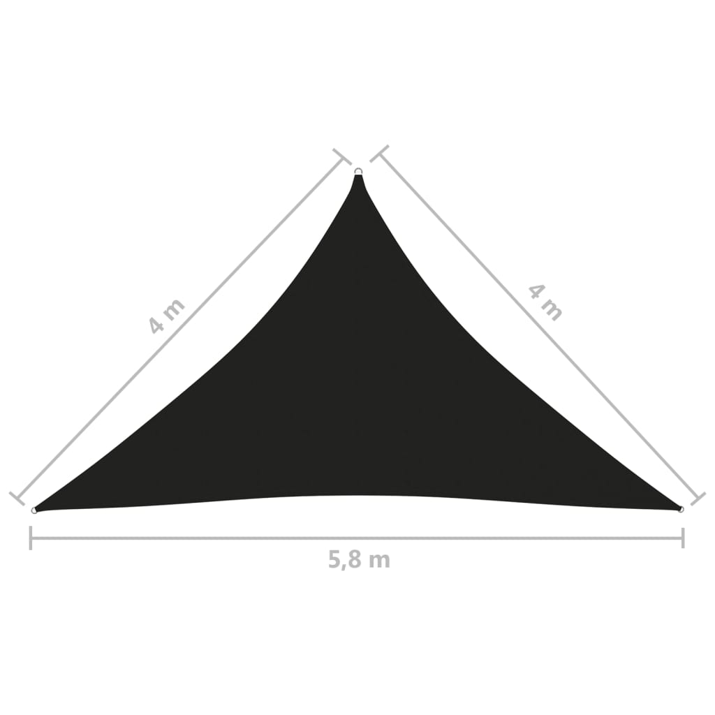 vidaXL Toldo de vela triangular de tela oxford negro 4x4x5,8 m