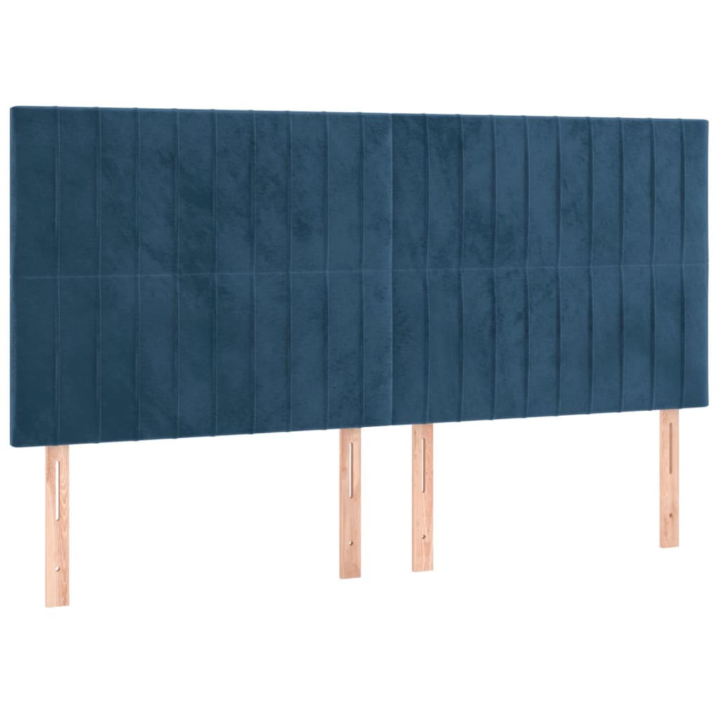 vidaXL Cama box spring colchón y LED terciopelo azul oscuro 180x200 cm