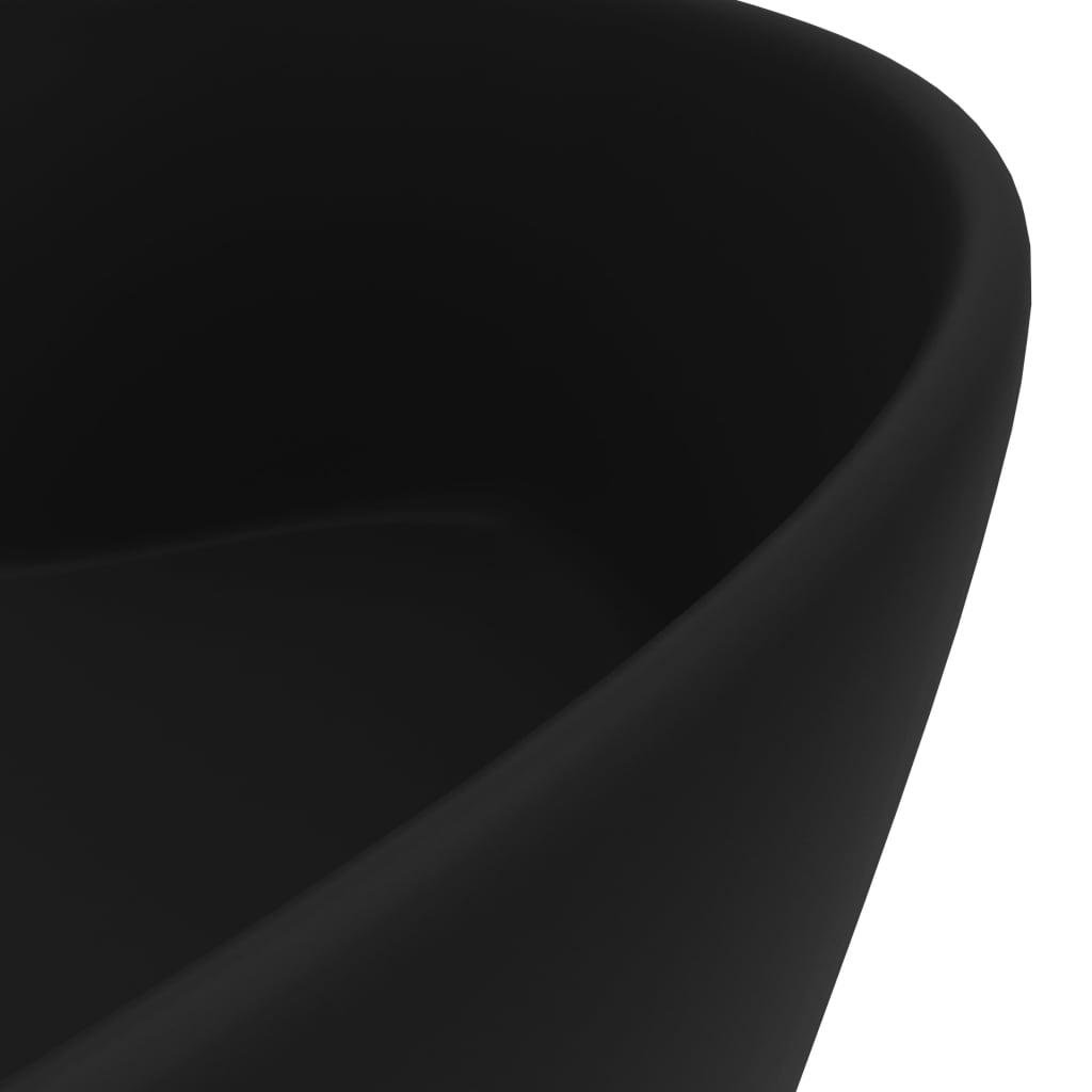 vidaXL Lavabo lujoso con rebosadero cerámica negro mate 36x13 cm