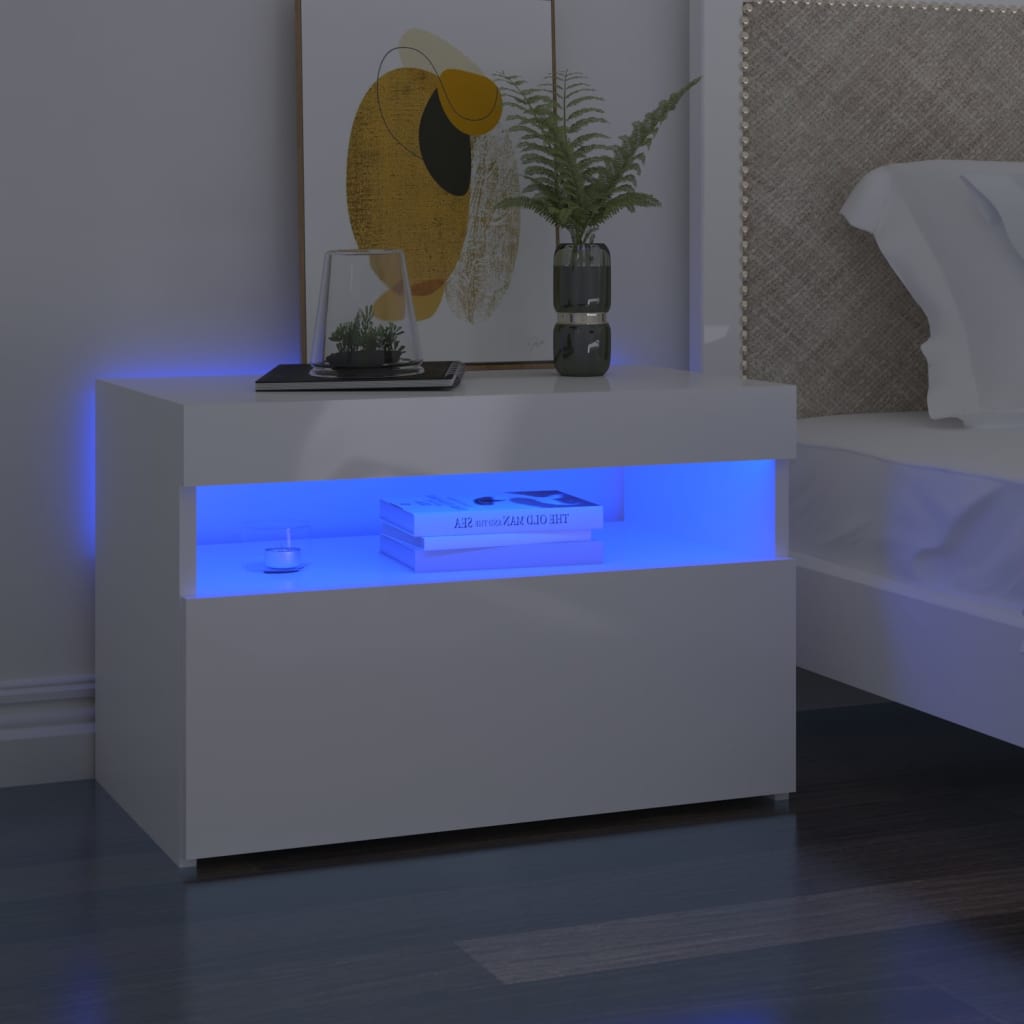 vidaXL Muebles de TV con luces LED 2 uds blanco brillante 60x35x40 cm