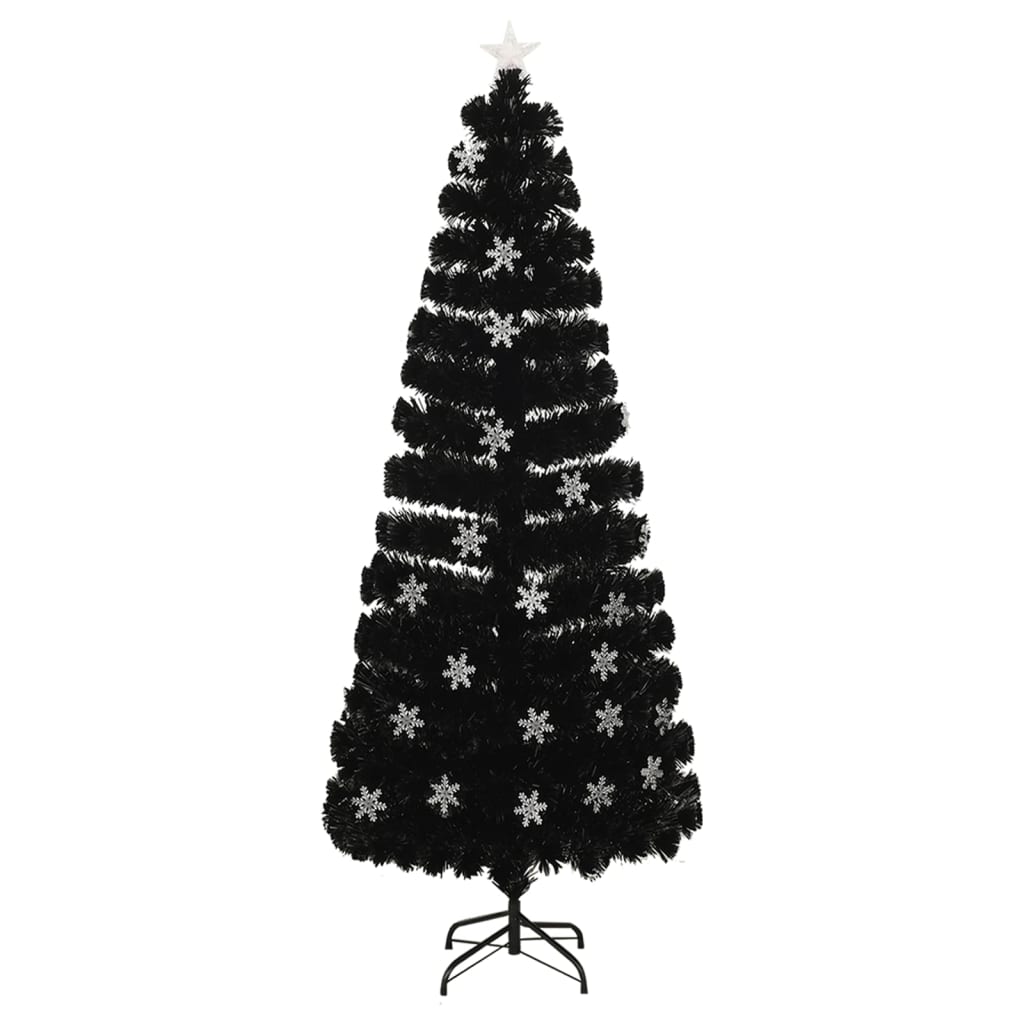 vidaXL Árbol de Navidad copos de nieve LED fibra óptica negro 240 cm