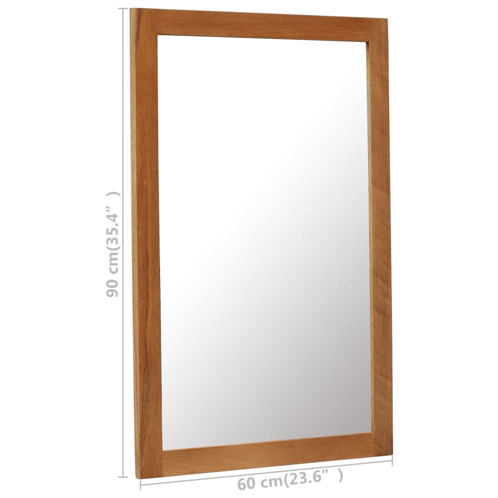 vidaXL Espejo de madera maciza de roble 60x90 cm