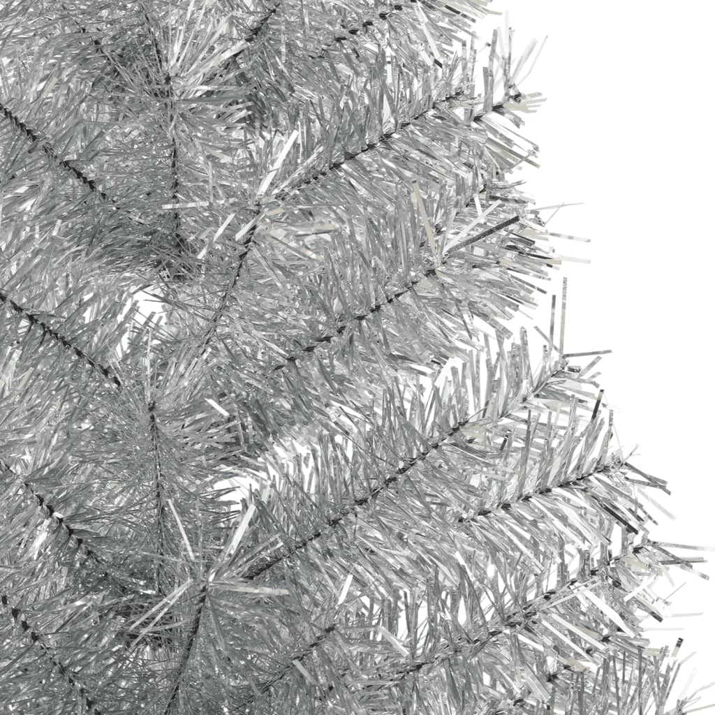 vidaXL Medio árbol de Navidad artificial con soporte PET plata 120 cm