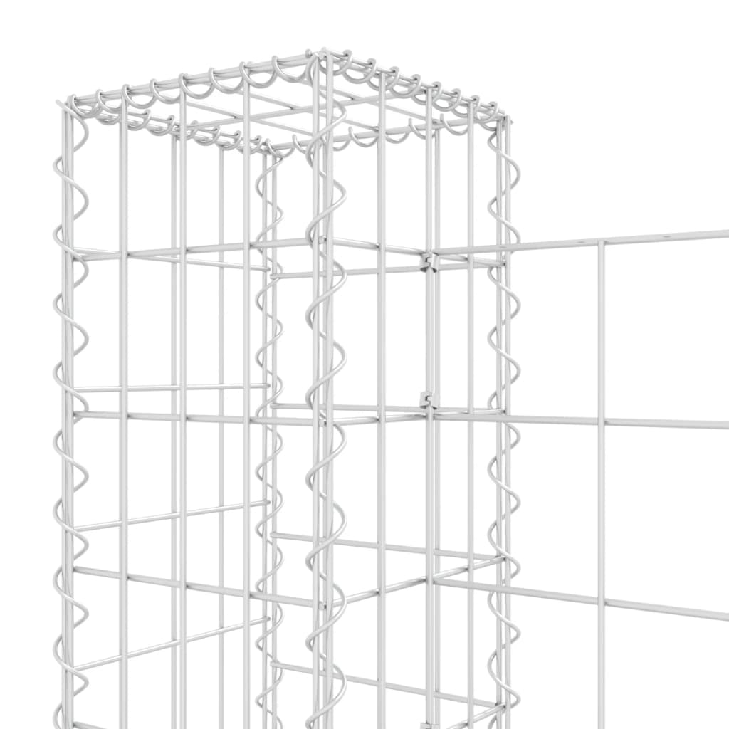 vidaXL Cesta de gaviones forma de U 4 postes de hierro 380x20x100 cm