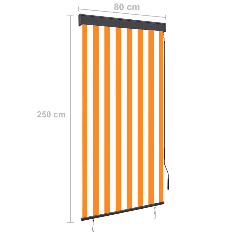 vidaXL Estor enrollable de exterior blanco y naranja 80x250 cm