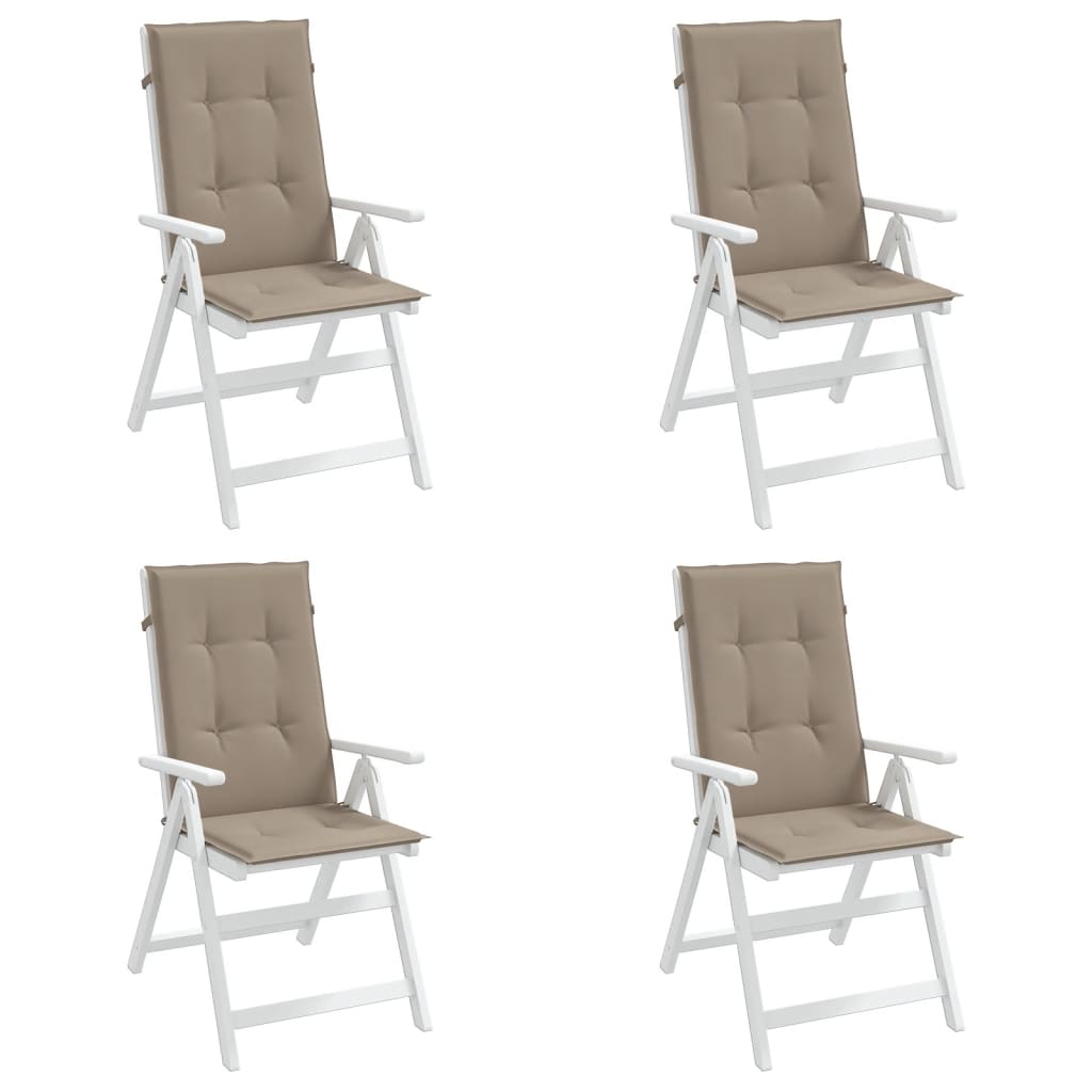 vidaXL Cojín silla de jardín respaldo alto 4 uds tela taupé 120x50x3cm
