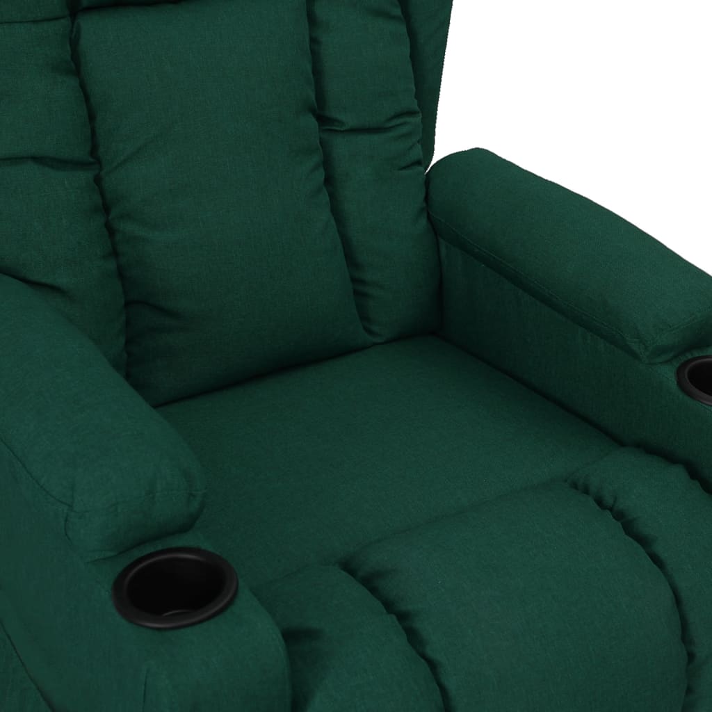 vidaXL Sillón reclinable levantapersonas de tela verde oscuro
