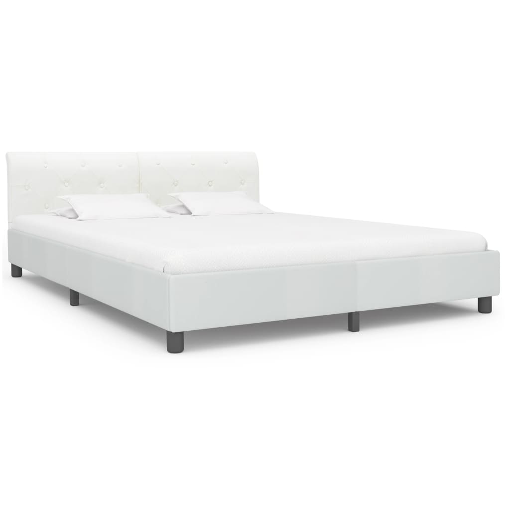 vidaXL Estructura de cama de cuero sintético blanco 180x200 cm