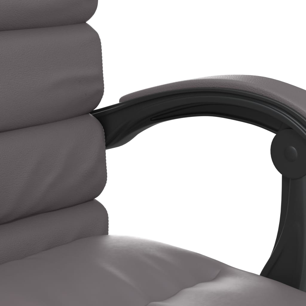 vidaXL Silla de oficina reclinable masaje cuero sintético gris