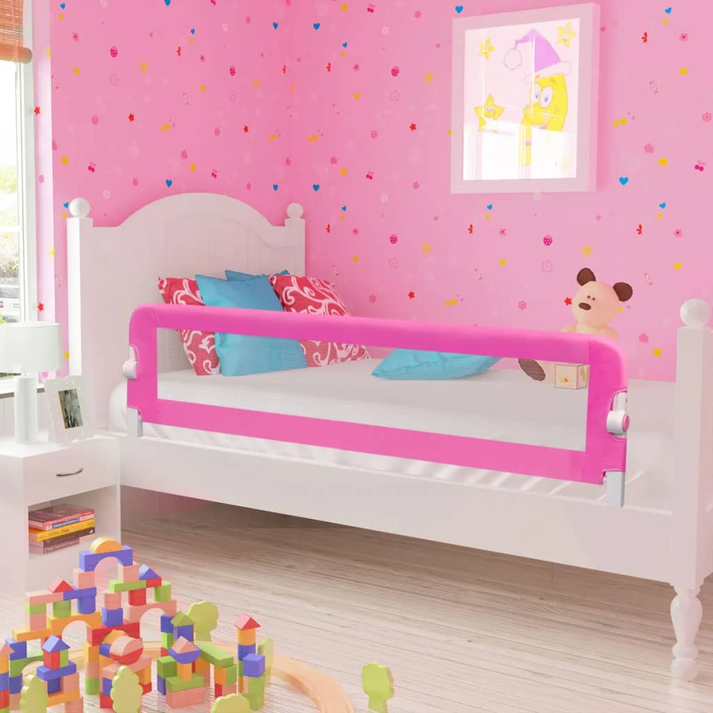 vidaXL Barandilla de seguridad cama de niño 2 uds rosa 150x42 cm