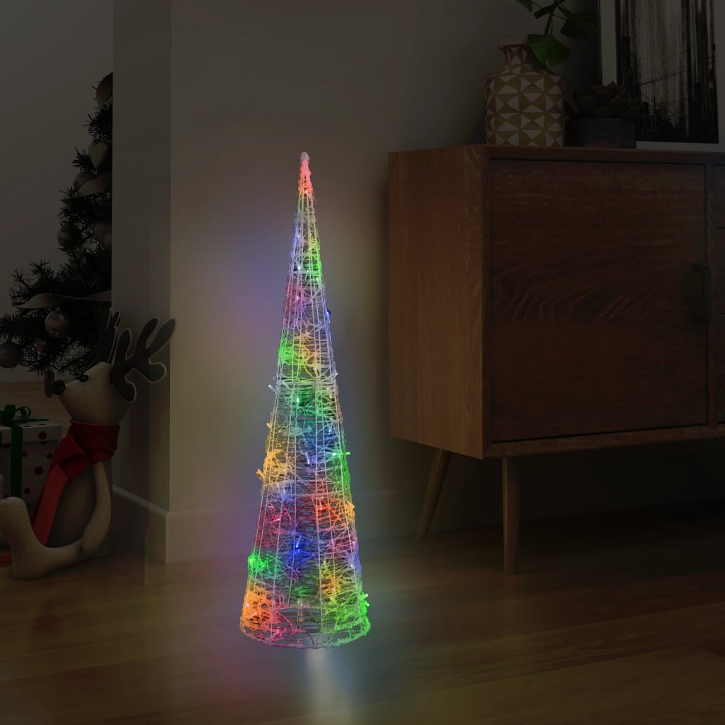 vidaXL Pirámide decorativa cono acrílico luces LED de colores 90 cm