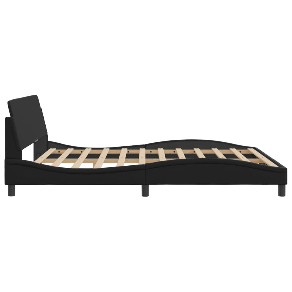 vidaXL Estructura de cama con cabecero cuero sintético negro 180x200cm