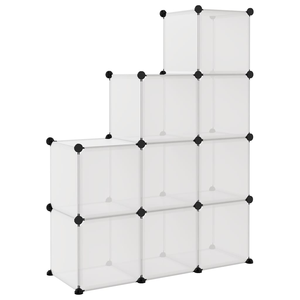 vidaXL Estantería de cubos con 9 compartimentos PP transparente