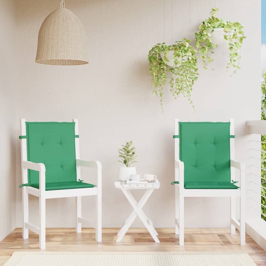 vidaXL Cojín silla jardín respaldo bajo 2 uds tela Oxford verde