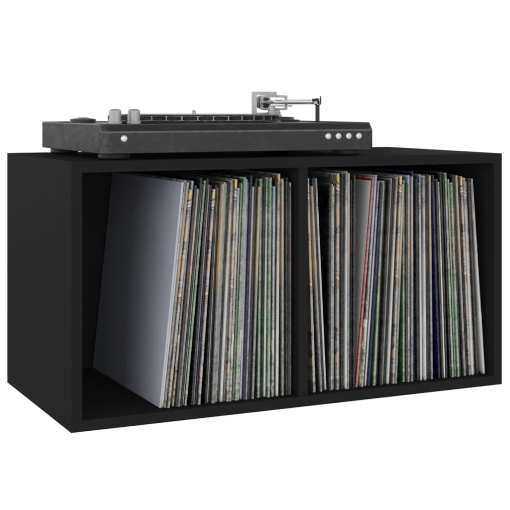 vidaXL Caja para discos de vinilo madera contrachapada negro71x34x36cm