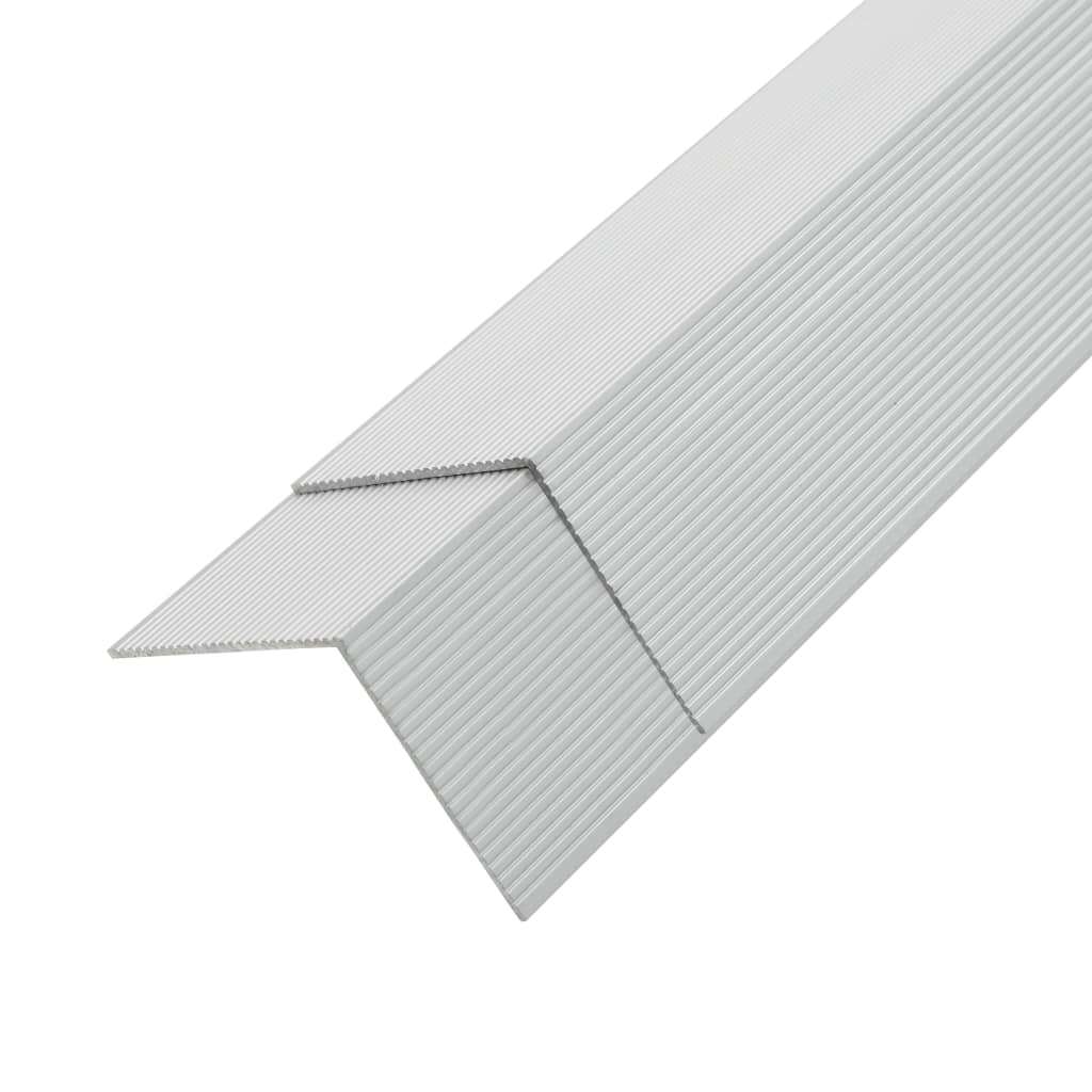 vidaXL Moldura de ángulo de porche aluminio 5 unidades 170 cm plateado