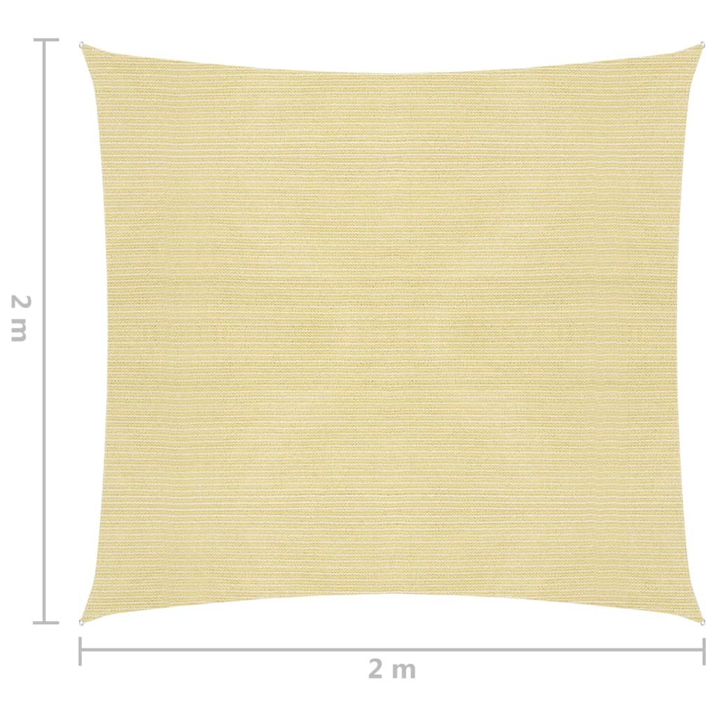 vidaXL Toldo de vela cuadrado HDPE 2x2 m beige