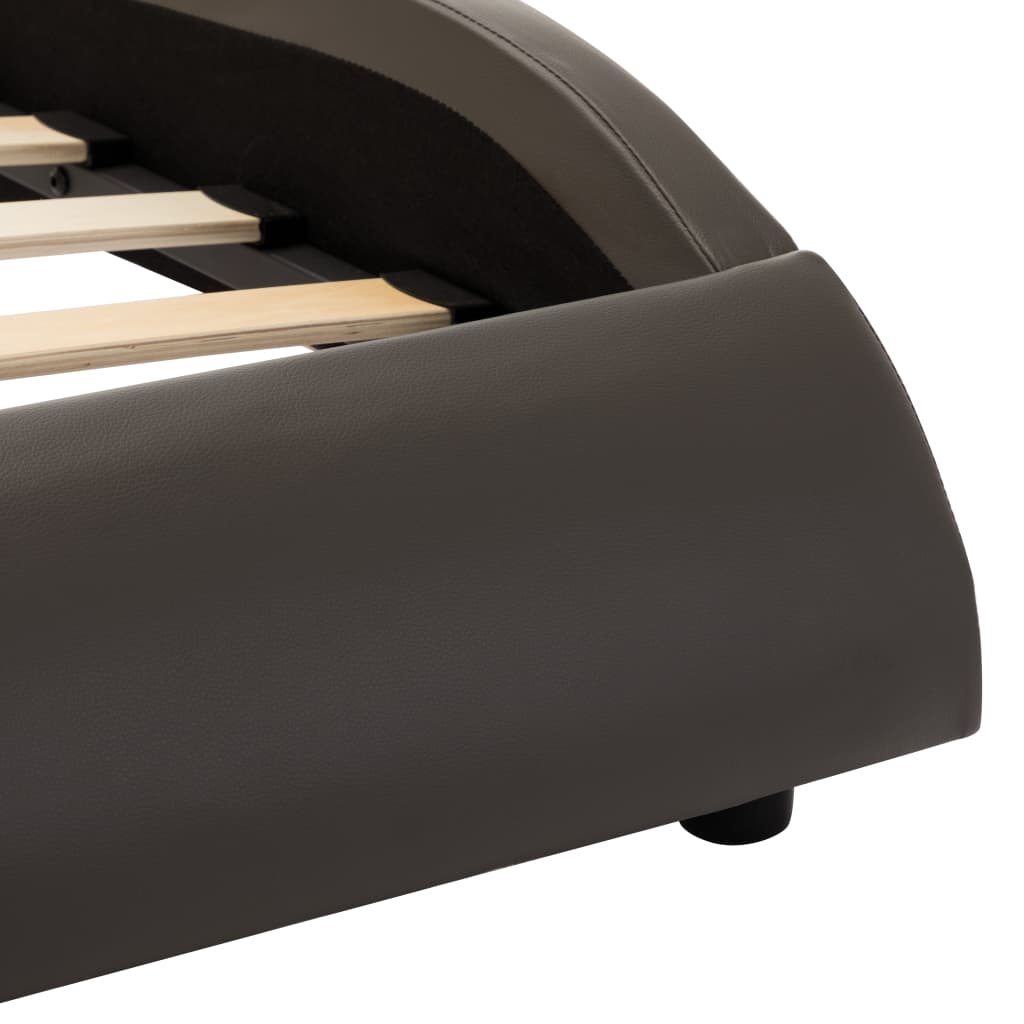 vidaXL Estructura de cama con LED cuero PE gris y blanco 120x200 cm