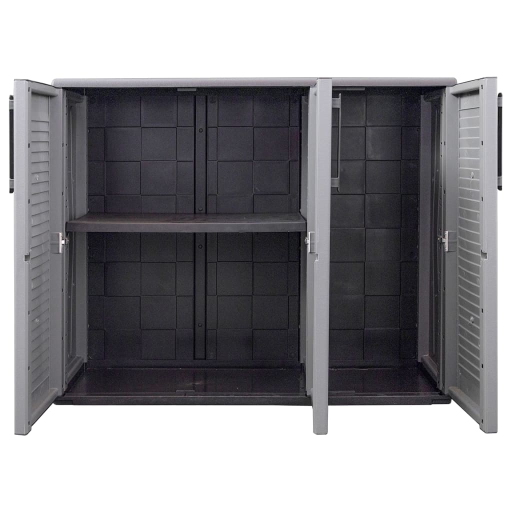 vidaXL Armario de almacenaje de jardín PP gris y negro 102x37x84 cm