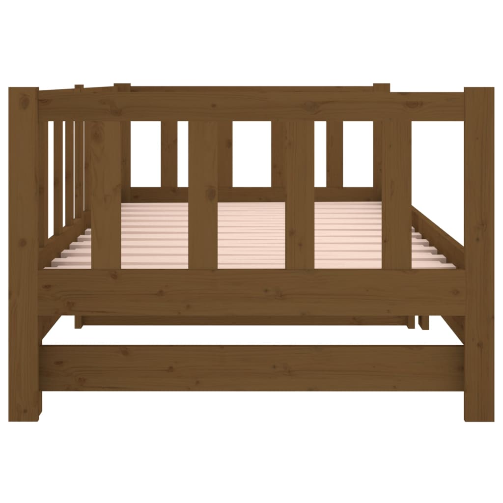 vidaXL Sofá cama extraíble madera maciza pino marrón miel 2x(90x190)cm