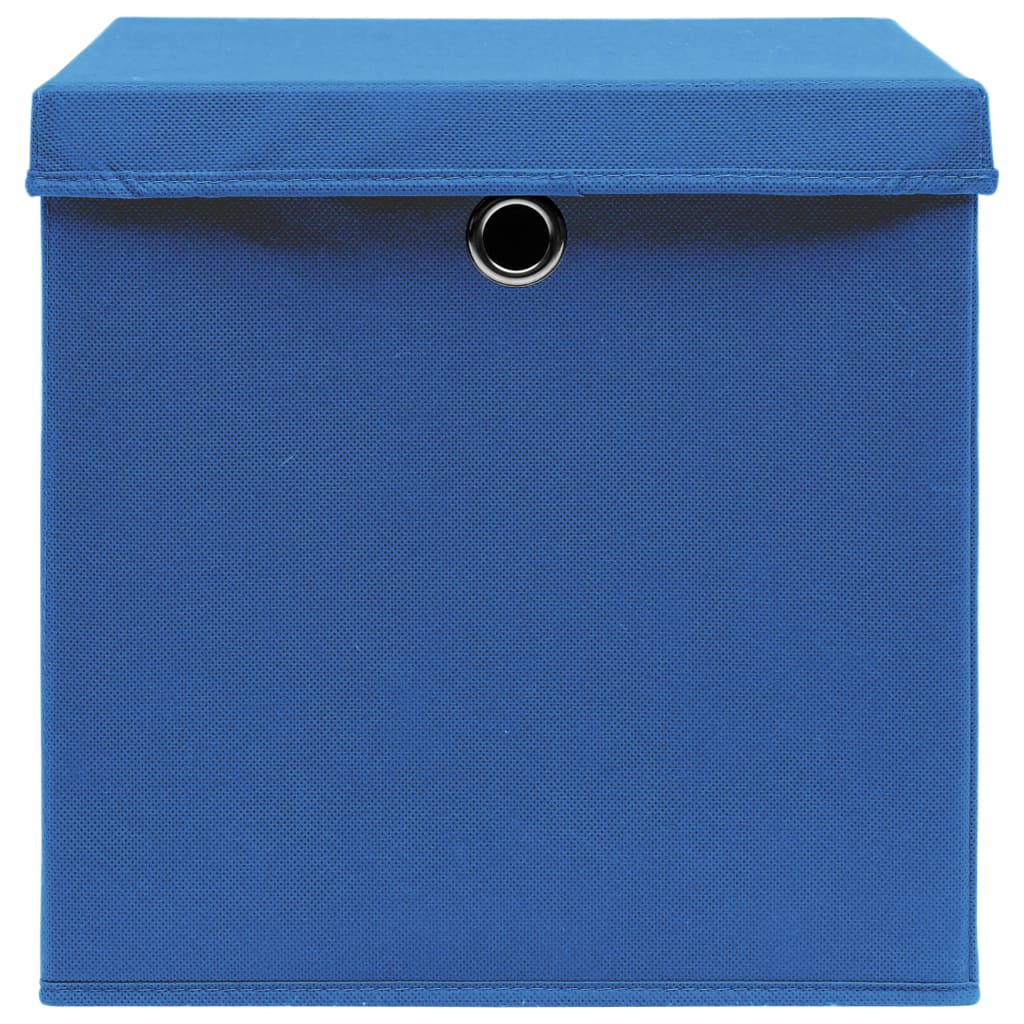 vidaXL Cajas de almacenaje con tapas 4 uds azul 28x28x28 cm