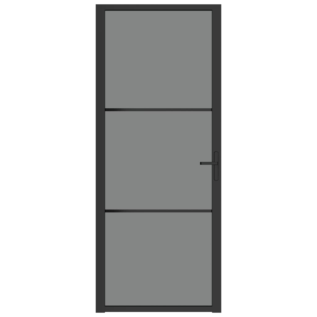 vidaXL Puerta interior vidrio EGS y aluminio negro 83x201,5 cm