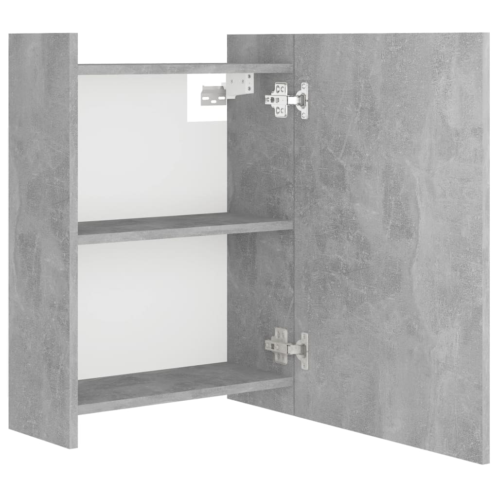 vidaXL Armario espejo baño contrachapada gris hormigón 62,5x20,5x64 cm