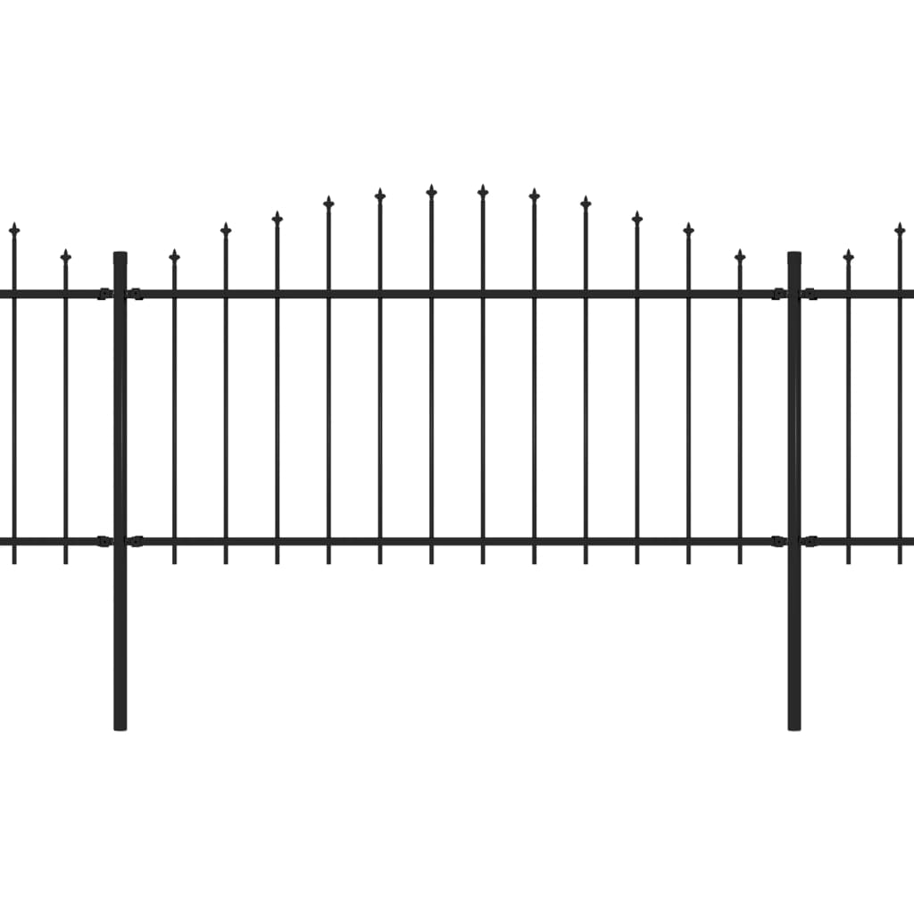 vidaXL Valla de jardín con puntas de lanza acero negro (1,25-1,5)x3,4m
