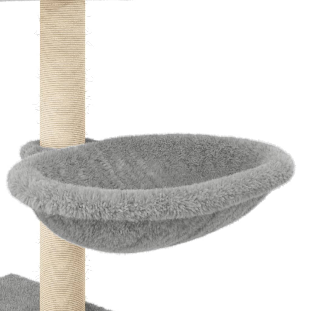 vidaXL Rascador para gatos con postes de sisal gris claro 117 cm