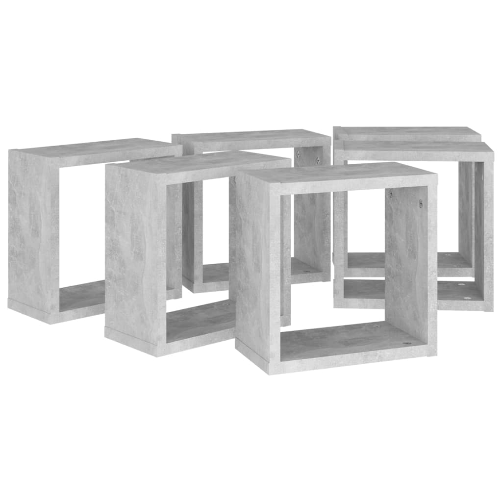 vidaXL Estantes cubo de pared 6 unidades gris 30x15x30 cm