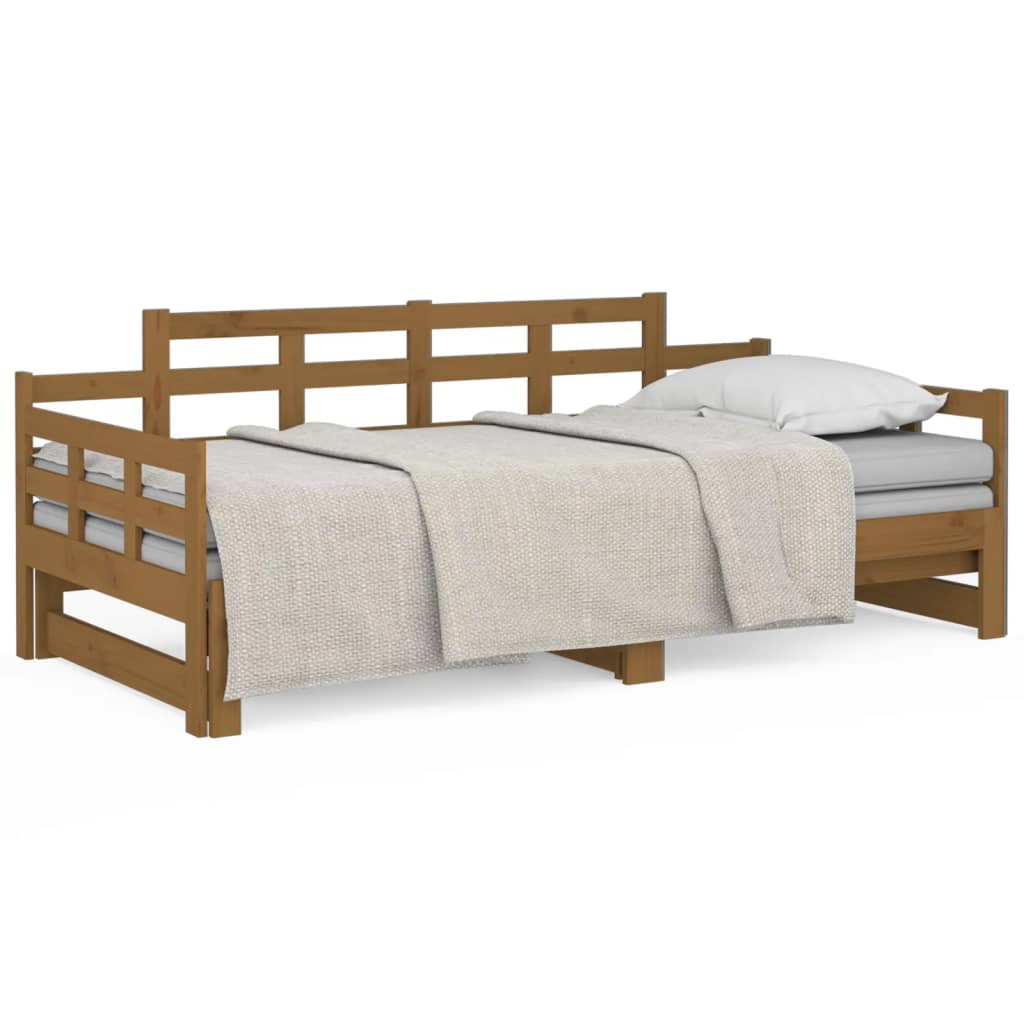 vidaXL Sofá cama extraíble madera maciza pino marrón miel 2x(90x200)cm
