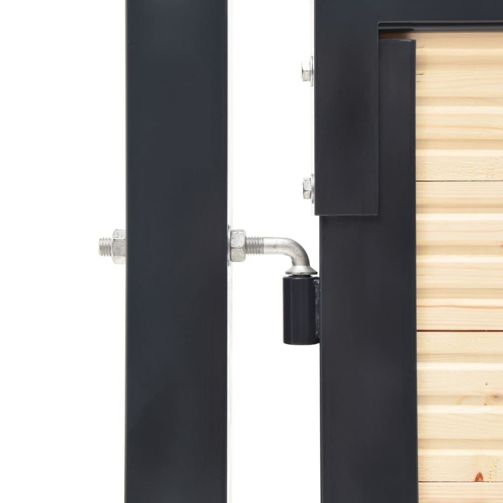 vidaXL Puerta de valla de acero y madera de abeto 513x150 cm