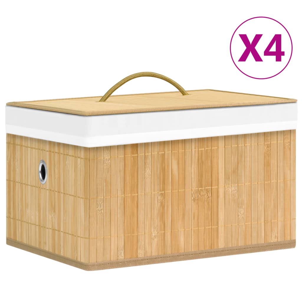 vidaXL Cajas de almacenamiento de bambú 4 unidades