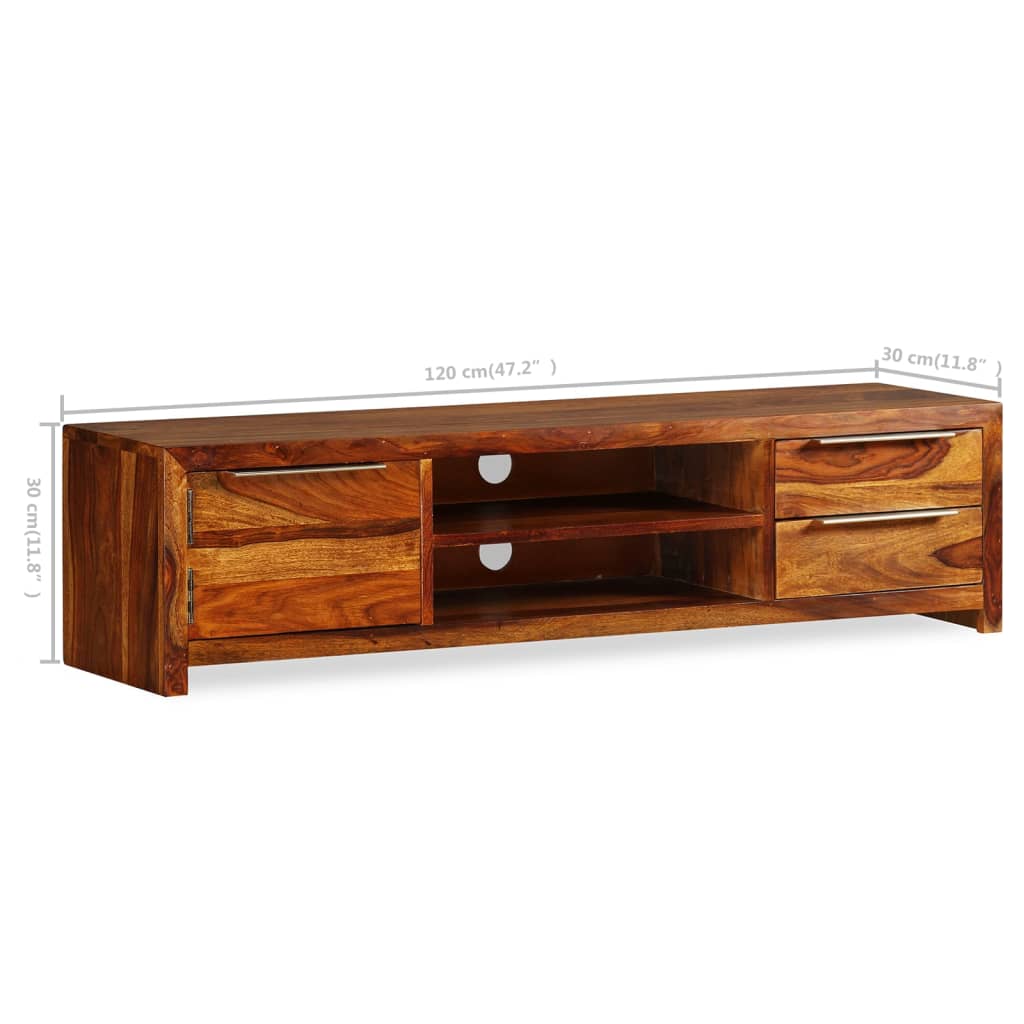 vidaXL Mueble de TV madera maciza de sheesham 120x30x30 cm