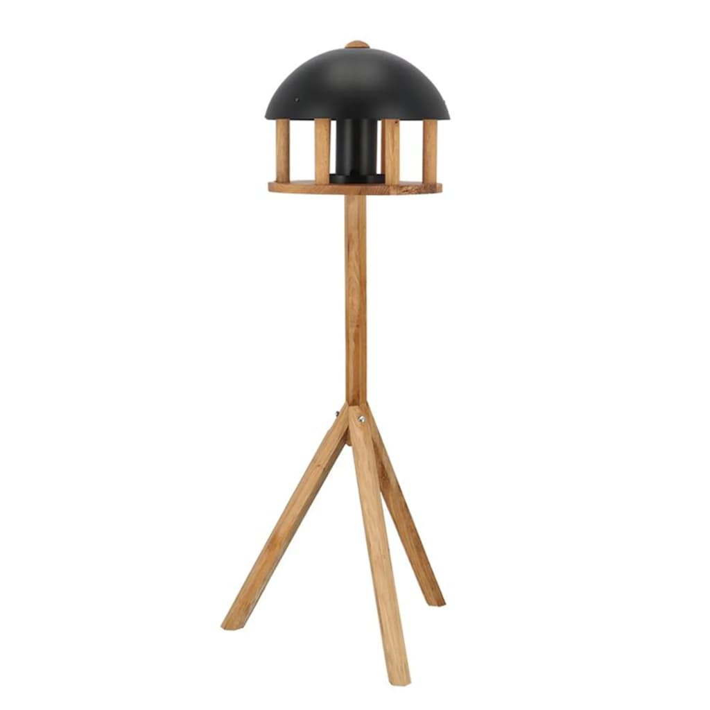 Esschert Design Mesa para pájaros con silo y tejado redondo negro