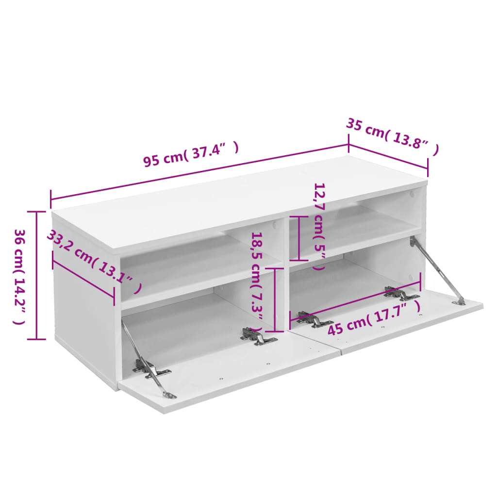 vidaXL Mueble para televisión madera de ingeniería blanco 95x35x36 cm