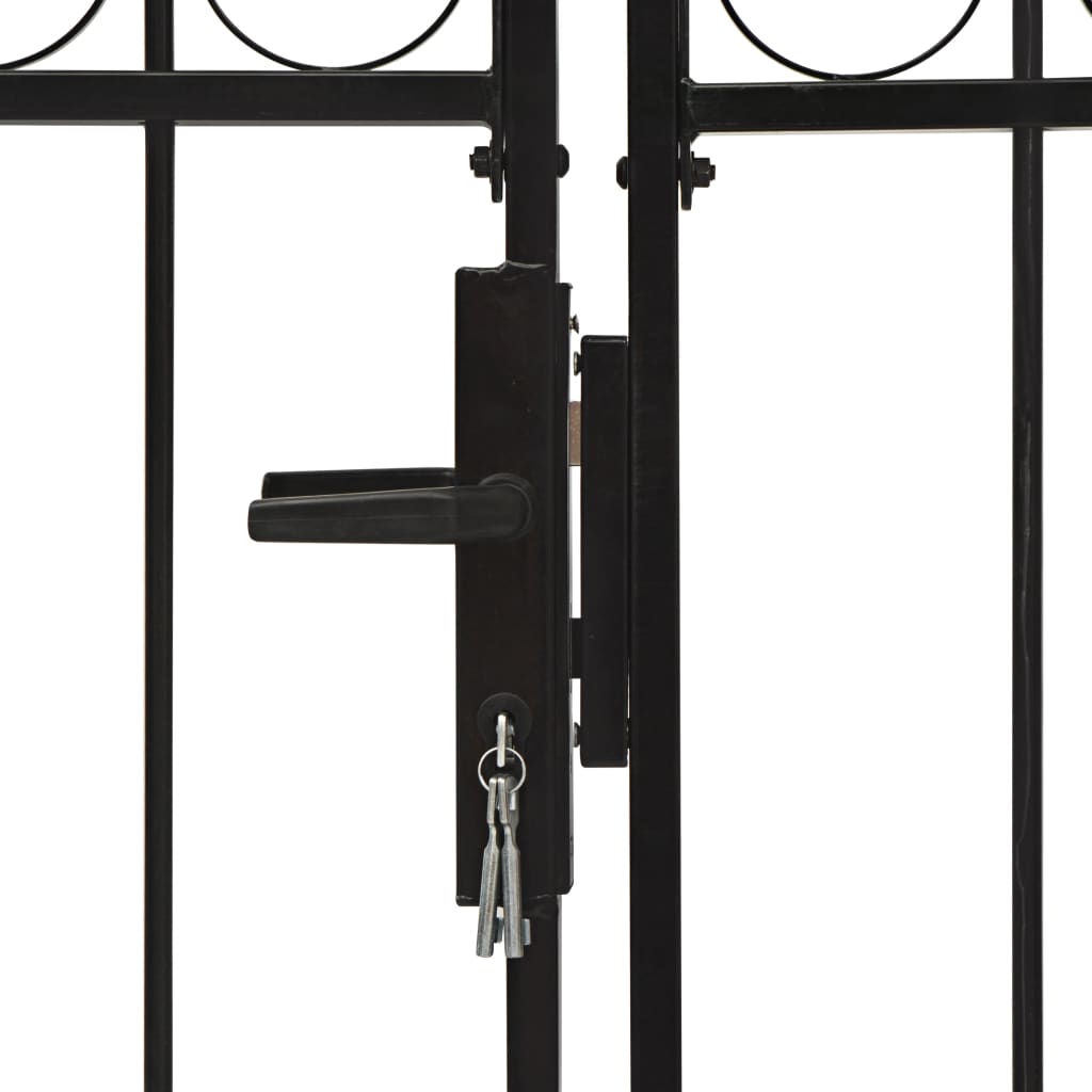vidaXL Cancela de valla doble puerta con arco 300x175 cm acero negro
