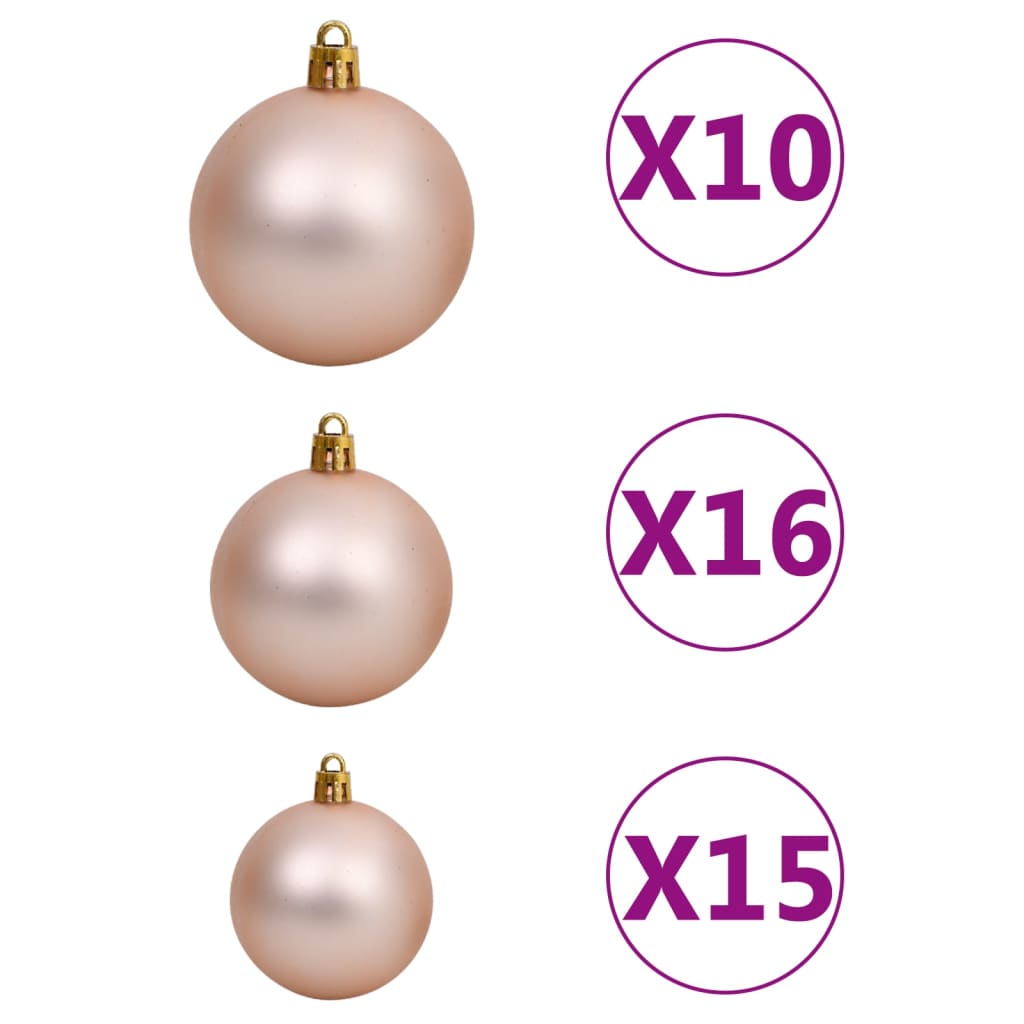 vidaXL Árbol de Navidad preiluminado con luces y bolas rosa 210 cm