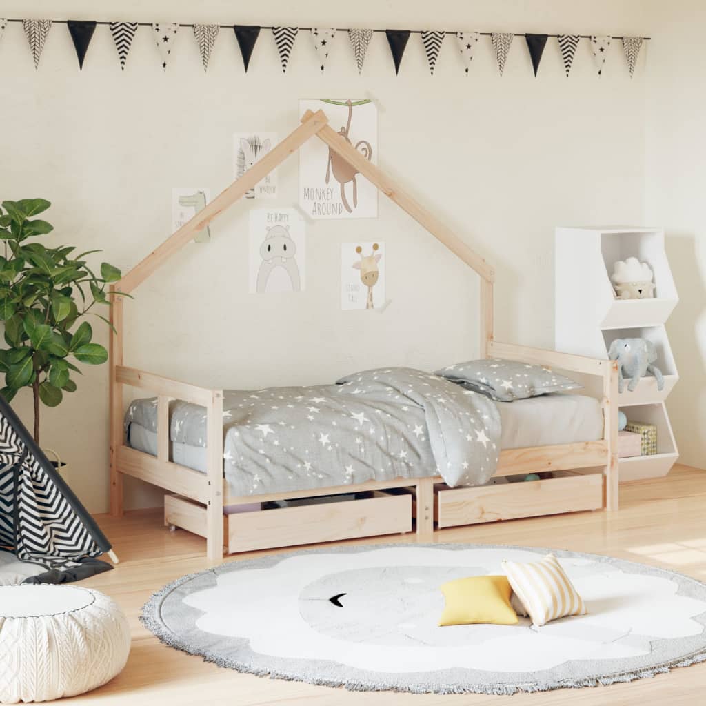 vidaXL Estructura de cama infantil con cajones madera de pino 80x160cm