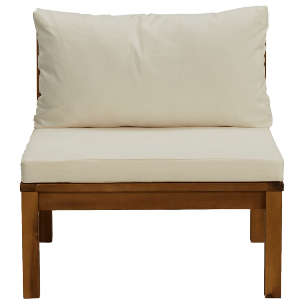 vidaXL Juego de sofá 2 pzas con cojines blanco crema madera de acacia