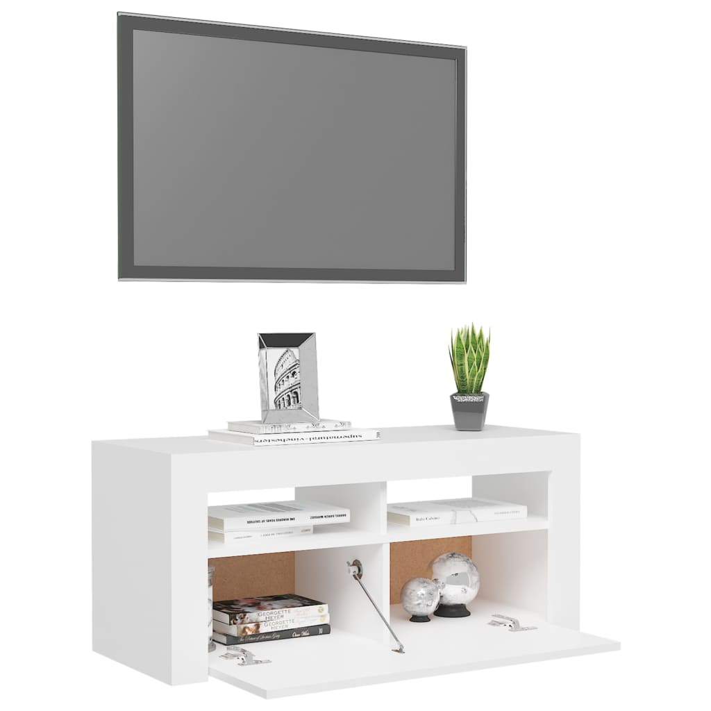 vidaXL Mueble de TV con luces LED blanco 90x35x40 cm