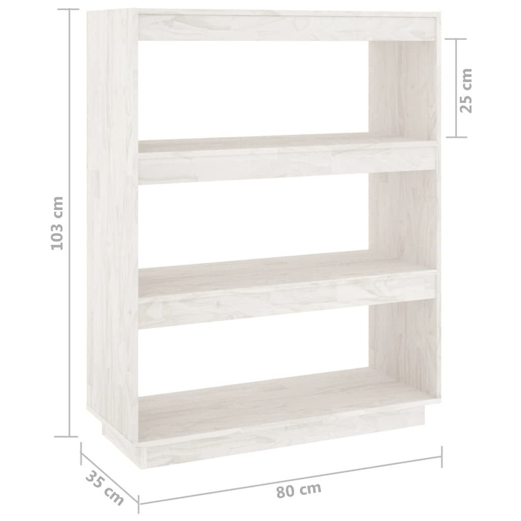 vidaXL Estantería/divisor de espacios madera pino blanco 80x35x103 cm